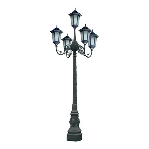 Lampadaire extérieur classique à double tête marron IP66, éclairage paysager 5000K lumière du jour, AC 220V, commande par bouton, alimenté par énergie solaire, Ra90 - Product Image 3