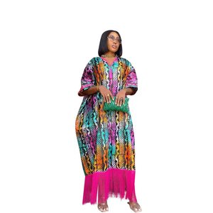 Vestido africano de verano para mujer, estilo boubou, dashiki, Ankara, <span class=keywords><strong>con</strong></span> estampado moderno, manga corta, holgado, <span class=keywords><strong>con</strong></span> borlas, maxi vestido para dropshipping. - Product Image 6
