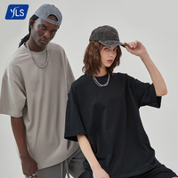 T-shirt imprimé pour homme YLS, grande taille, première qualité, 100% coton, 230 GSM, épaules tombantes, uni, surdimensionné
