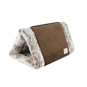 2 in 1 Beruhigendes Katzen tunnel bett Zelt XL Plüsch Faltbare Katzen kletter möbel mit Heiz funktion Bedrucktes Haustier bett für Katzen Hunde - Product Image 1