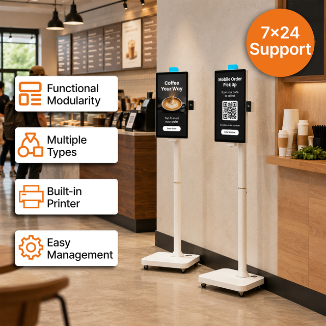 Modular Android POS Kiosk 23.8" Anti-Glare Touch Screen Restaurant Self-Payment System 7x24 Tech Support Included