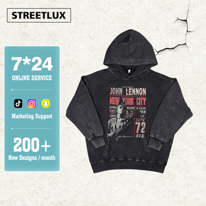 Streetlux Men's Box Cropped Hoodie 500GSM Heavyweight Acid Wash Distressed Vintage Custom Streetwear Design - Product Image 1
