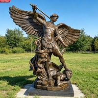 Estatua YOUFINE de San Miguel Arcángel en Bronce, Tamaño Real, Escultura para Decoración de Iglesias y Cementerios