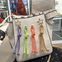 Porte-clés en corde tressée de polyester, pendentif coloré Cœur Étoile, pour sac à main, sac à dos, voiture, téléphone, durable, écologique, cadeau