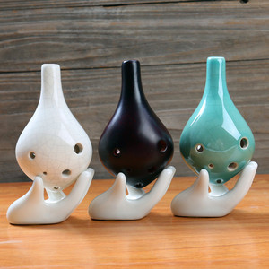 Ocarina de 6 orificios con esmalte craquelado, flauta de cerámica hecha a mano, instrumento musical para estudiantes, venta al por mayor - Product Image 1
