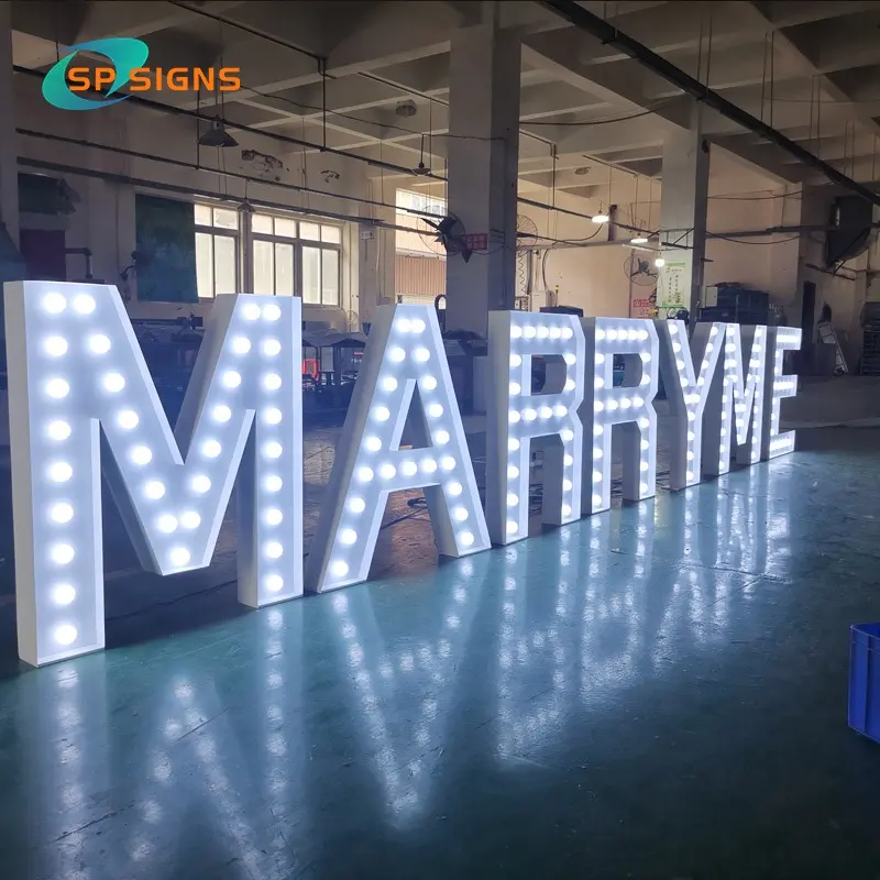 Bảng Chữ Cái Marquee 3ft 4ft Tùy Chỉnh Nhà Máy SP Đèn Chữ Love Trang Trí Marry Me Đèn Led Chữ Cái Phát Sáng Khổng Lồ Số Marquee