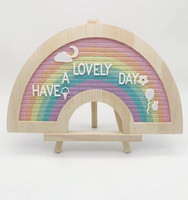 Tableau à lettres en feutre de couleur arc-en-ciel avec cadre en bois pour la décoration intérieure, DIY Offre Spéciale