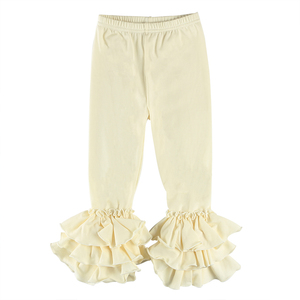 Leggings pour enfants de couleur personnalisée pantalon en coton doux à volants de glaçage pour bébé pour filles Vente en gros Offre Spéciale solide Service OEM 3 pièces - Product Image 2