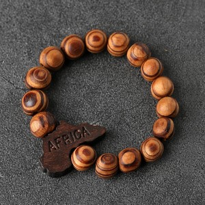 Wholesale <strong>11mm</strong> Ethnic Style Natural Pine Stretch <strong>Beads</strong> Africa Map <strong>Bracelet</strong> Unisex - Product Image 3