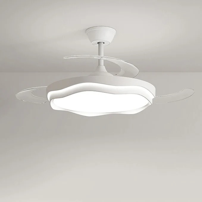 Contemporary LED Ceiling Fan Light Nordic Round Acrylic Iron Mount Lamp for Residential Commercial Building OEM