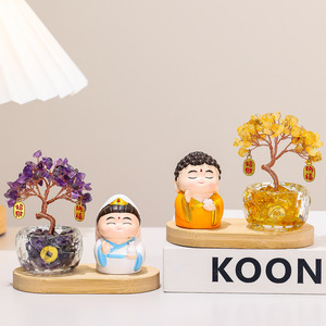 <b>Crystal</b> <b>Tree</b> Figurine Resin Doll Office Decoration Cartoon Print Business Gift Collection Item - Product Image 3