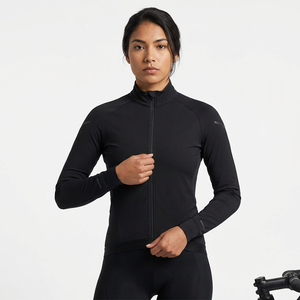 Chaqueta Deportiva Negra de Manga Larga con Cierre para Mujer, Transpirable, de Secado Rápido, con Spandex y Poliéster, para Ciclismo - Product Image 3