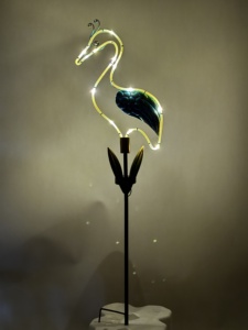 Năng lượng mặt trời LED màu xanh Diệc động vật bức tượng IP44 không thấm nước ngoài trời cổ phần ánh sáng ấm trắng tăng cường vườn con đường cảnh quan - Product Image 5