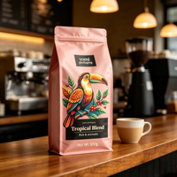 Sacs d'emballage personnalisés pour grains de café, pochettes mates à fond plat, refermables avec fermeture éclair, pour un arôme intense, pour grains de café frais