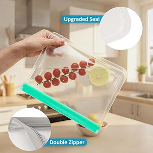 Huamaohengchun24 Pack Reusable Gallon Freezer Bags, PEVA Food <b>Storage</b> Bags 6 Gallon 6 Large 6 Quart 3 Sandwich 3 Snack Bags - Product Image 4