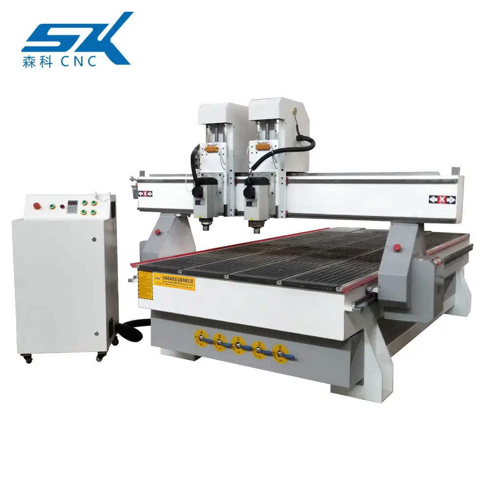 Chinese manufacturer double head three process 1325 wood carving milling cnc router machine with dsp controller system