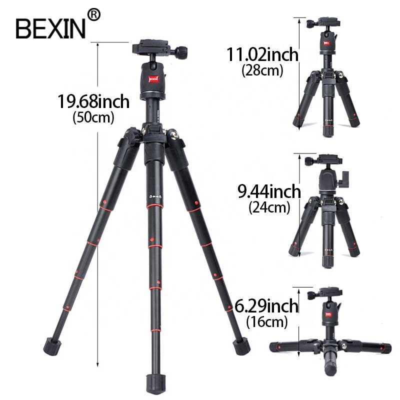 BEXIN Tabletop Desktop Travel Mini Tripod with Ball Head Aluminum Legs Lightweight Portable for DSLR Camera phones DV Projector