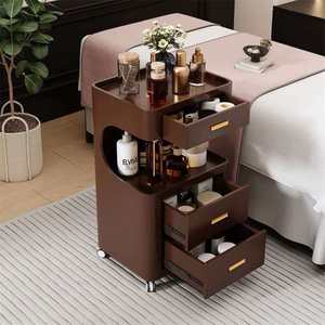 High Quality <b>Foldable</b> Modern 4-Wheel Beauty Makeup Hairdressing Storage Wood Tool Salon Trolley - Product Image 2