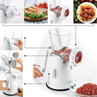 Multifunctionele handmatige roterende kaas-, fruit- en groentesnijder met handvat en ronde draaibak voor huishoudelijk gebruik