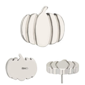 Factory Piercing Jewelry Titanium Push in CNC Grave Pumpkin Threadless Earring <b>Top</b> - Product Image 6