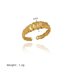 Non-fading Gold Plated Stainless Steel INS Punk <b>Opening</b> <b>Ring</b> For Women Men - Product Image 2