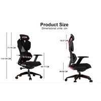 Chaise de bureau ergonomique pivotante contemporaine en maille pour gaming, avec accoudoirs en PU réglables 4D et appui-tête en U réglable en hauteur