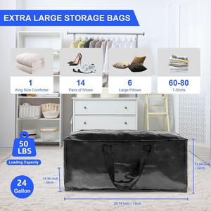 Sacs de déménagement pliables en PP tissé, extra-larges, robustes, avec sangles de sac à dos, conception personnalisée pour le déménagement et le rangement - Product Image 2