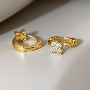 Pendientes de aro sencillos de latón con circonita, impermeables, para mujer, regalo para fiesta o boda, chapados en oro de 18 quilates - Product Image 6