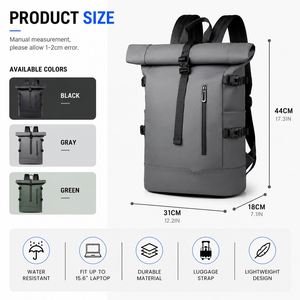 Wholesale Waterproof <b>Roll</b> Top Laptop <b>Backpack</b> Custom Logo Business Travel <b>Backpack</b> Large Capacity Outdoor Commuter <b>Backpack</b> - Product Image 2