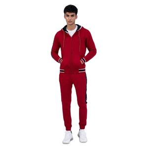 ชุดวอร์มมีซิปสำหรับผู้ชายผ้าฝ้ายสีน้ำตาลแดง100% มีสไตล์ออกแบบได้ตามต้องการสำหรับยิมฟิตเนสระบายอากาศได้ดีและเป็นมิตรกับสิ่งแวดล้อม - Product Image 1