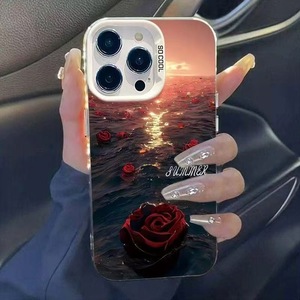 เคสโทรศัพท์มือถือ TPU ลายดอกกุหลาบพิมพ์ลายดอกไม้สีเงินสำหรับ iPhone 8 x XR XS 11 12 13 14 15 16 17 PRO MAX - Product Image 4