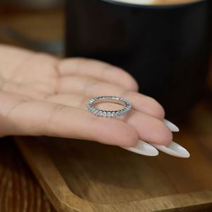 Dylam Dainty Design Non Tarnish Rhodium Plated 925 <b>Silver</b> <b>Eternity</b> Band Egg Shape 5A Zirconia Jewelry <b>Rings</b> for Wedding Bridal - Product Image 5