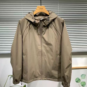 Chaqueta Ligera de Color Sólido, Personalizada, con Capucha, Manga Larga, Cortavientos, con Cierre, Impermeable y Resistente al Viento - Product Image 4