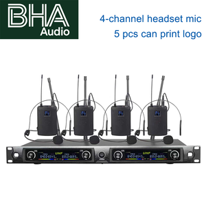BHA BH404 4通道UHF无线头戴式麦克风系统4路头戴式麦克风适用于舞台演讲、教堂会议、唱歌、OEM - Product Image 1