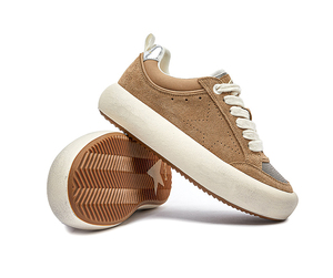 Sneakers da Donna in Pelle Scamosciata Marrone Vintage dal Design Unico, con Effetto Usurato, Plateau, Dettagli <span class=keywords><strong>Argento</strong></span>, Chiusura con Lacci, in Vera Pelle di Vacchetta, alla Moda - Product Image 3