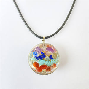 Commercio all'ingrosso Organite pietre preziose colorate Orgonite Chakra guarigione <span class=keywords><strong>ciondolo</strong></span> <span class=keywords><strong>fiore</strong></span> <span class=keywords><strong>della</strong></span> <span class=keywords><strong>vita</strong></span> metallo Orgone energia cristallo collane di chiusura - Product Image 4