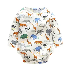 Dài Tay Boy Động Vật Rompers Cho New Born 3 6 9 12 18 24 Tháng Bé