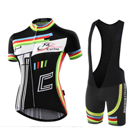 Ensemble de vêtements de sport pour femmes, personnalisé en gros, pour club de cyclisme, à manches courtes, en tissu respirant à séchage rapide, grande taille, été