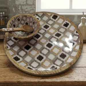 Platos de Servir de Madera de Mango Esmaltada Multicolor, con Acabado Natural, Certificación EPCH, para Cocina y Restaurante, Nuevo Diseño, Venta al Por Mayor - Product Image 3