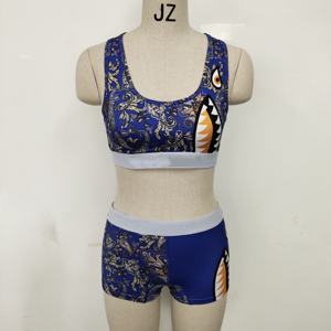 Ensemble de <span class=keywords><strong>sous</strong></span>-vêtements de sport de tous les jours pour femmes Sexy Sports Shark Print Matching Couples Confortable Boyshort Style avec Logo sur la taille - Product Image 3