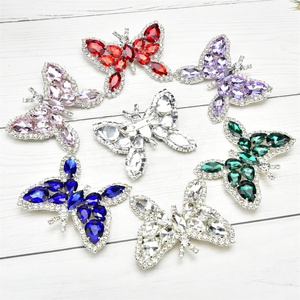 Borboleta inseto pinos cristal combinado Metal base requintado strass broche fivela para vestuário decorativos botões sapatos vestido - Product Image 1