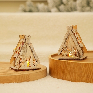 Decoraciones Navideñas Modernas de Madera, Ventana de Cabaña Iluminada, Luces Creativas para el Hogar, Adornos de Muñeco de Nieve, Adornos Colgantes para Árbol de Navidad - Product Image 4