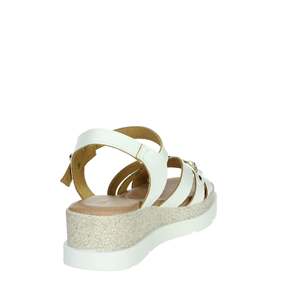 Sandales compensées Donna Serena pour femme en cuir blanc, style plateforme estival - Product Image 3