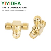 Adaptadores Coaxiales RF Tipo SMA Chapados en Oro, Hembra-Hembra, 50 Ohm, Conectores de Baja Pérdida, Tipo T, 90 Grados, Montaje en Panel, DC-6GHz