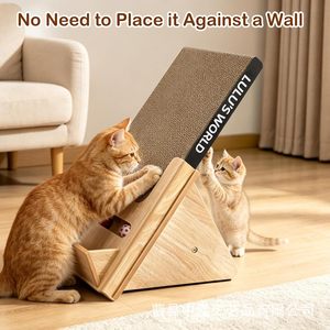 Griffoir en bois pour chat Lulus World, jouet durable pour chats d'intérieur avec rangement pour balles - Product Image 3