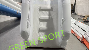 海と学校の行事のためのプールポンツーンヨットボートのためのGREEN商用巨大で膨脹可能な浮水スライド - Product Image 3