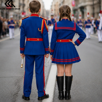 Uniformes de majorettes pour garçons et filles, costumes de fanfare bleu royal, ensemble veste, uniforme de danse majorettes