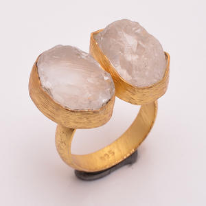 แหวนชุบทองเงินสเตอร์ลิง925แฟชั่นผู้หญิงแหวนชุบทองทัวร์มาลีนสีดำธรรมชาติผู้จำหน่ายเครื่องประดับเงินที่ทำด้วยมือ - Product Image 3