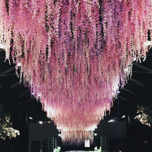 FL-004 all'ingrosso della fabbrica di fiori di glicine viola fiori di glicine artificiale viti di seta ghirlanda fiori pendenti artificiali - Product Image 4
