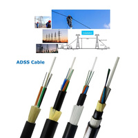 Cable de Fibra Óptica Aéreo de 12 Hilos, Rollo de 4 km, SM 24 48FO 96 144 Hilos, G652D, 100 200 500 m de Longitud, Cable de Fibra Óptica ADSS para Exteriores